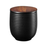 tea caddy, black with wooden lid (small)