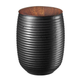 tea caddy, black with wooden lid
