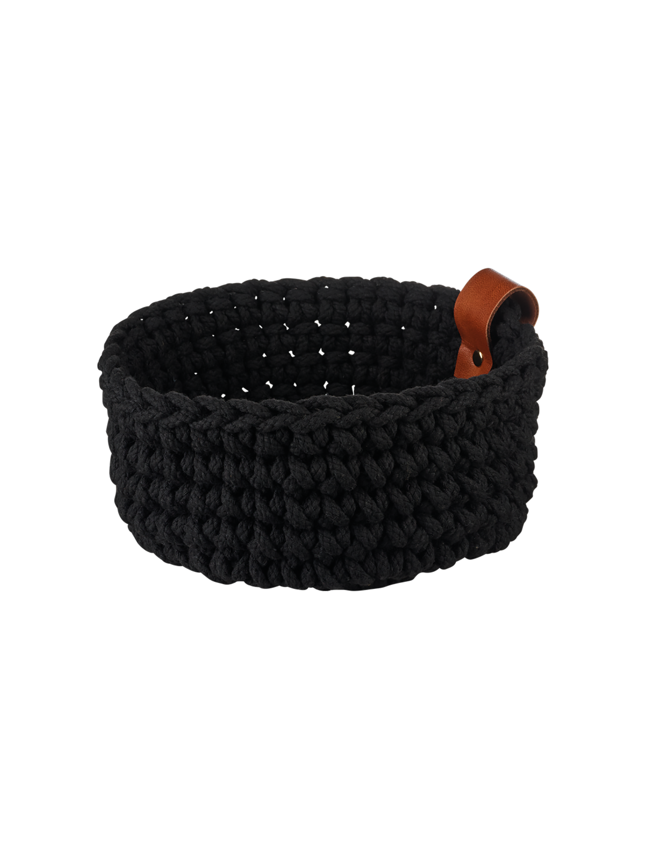crocheted basket, black, S