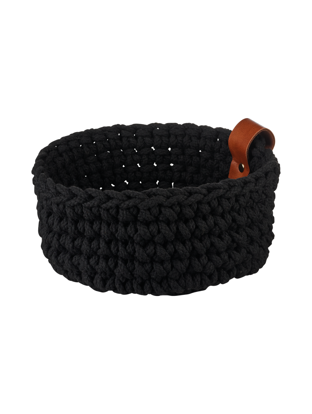 crocheted basket, black, M