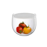 Storage Jar White with Tomato Motif