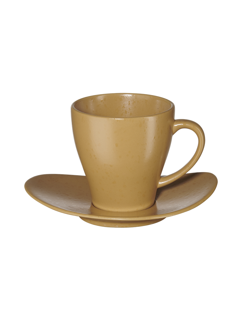 tasse mit unterteller, ocra
