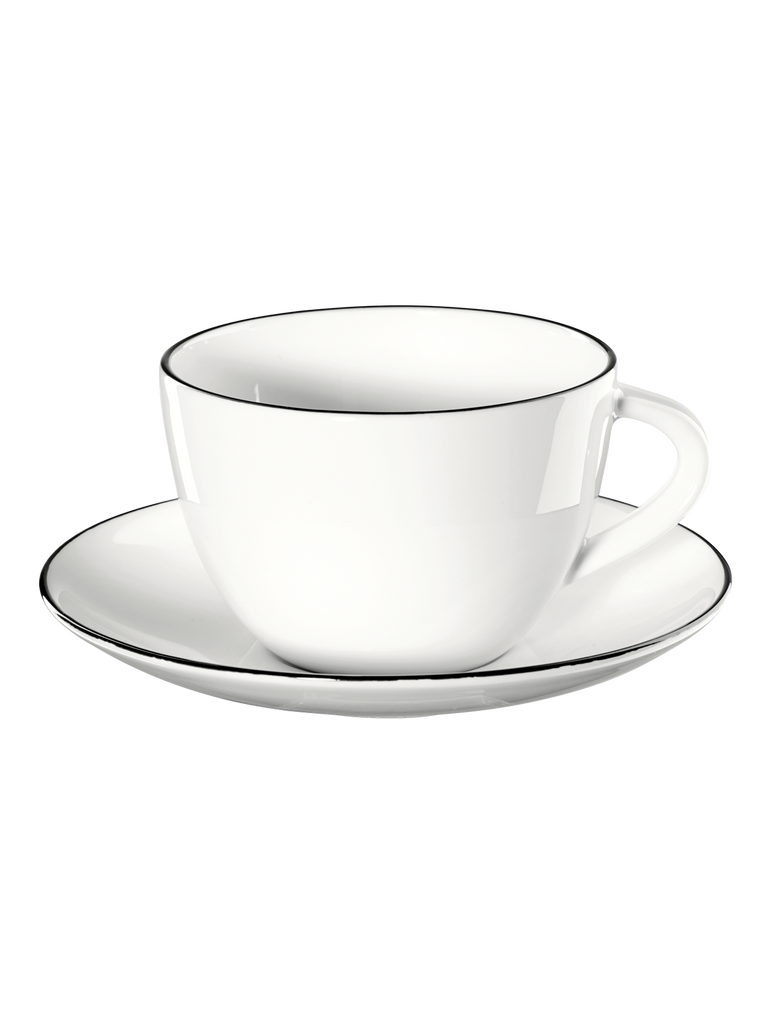 kaffeetasse mit unterteller, ligne noire