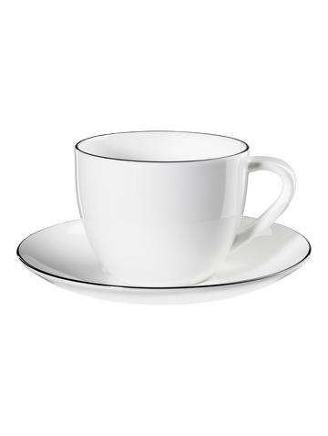 cappuccinotasse mit unterteller, ligne noire