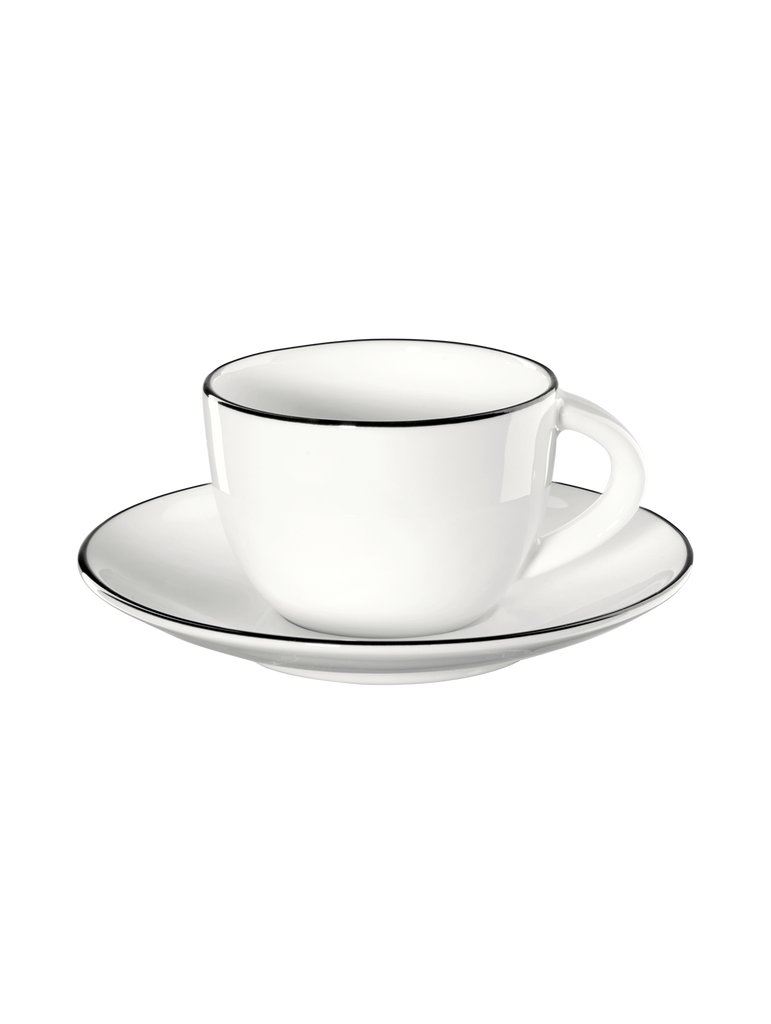 espressotasse mit unterteller, ligne noire