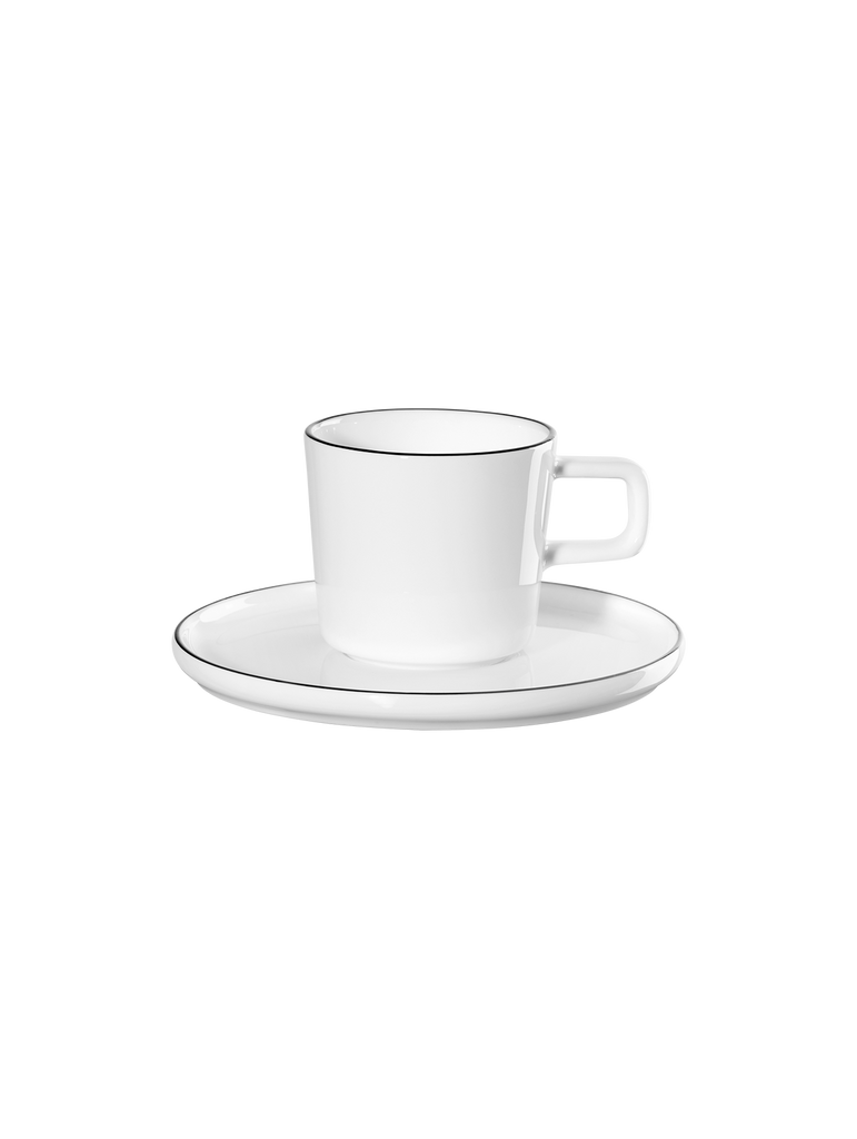 espressotasse mit unterteller, ligne noire
