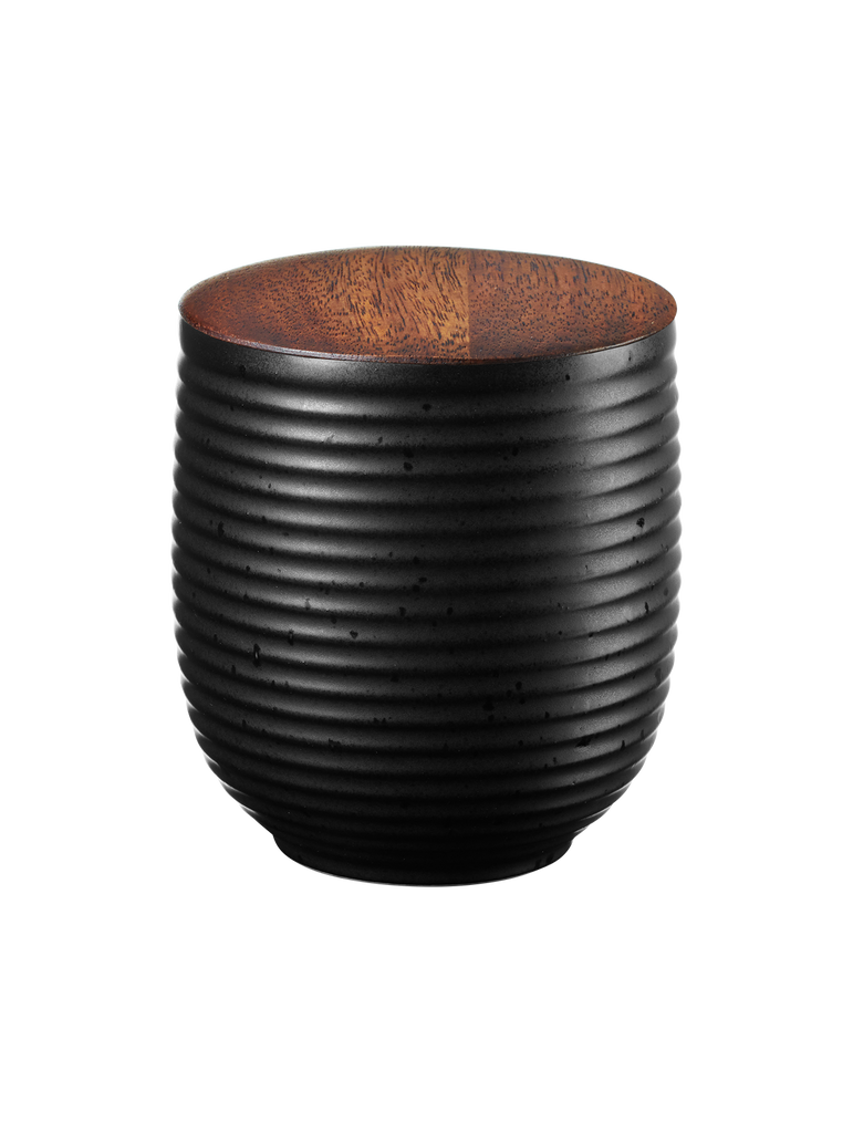 teedose, black mit holzdeckel