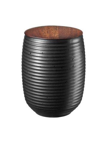 teedose, black mit holzdeckel