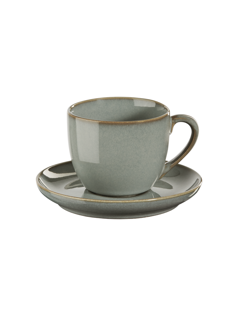 espressotasse mit unterteller, eucalyptus