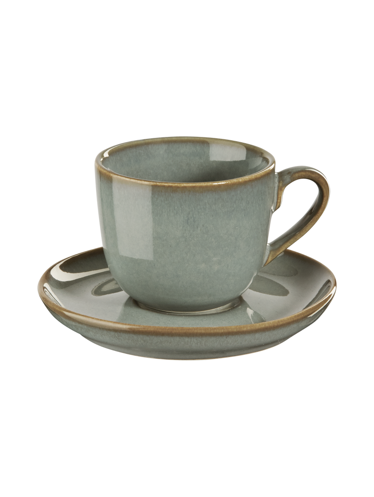 cappuccinotasse mit unterteller, eucalyptus