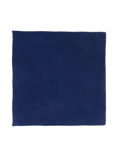 Set of 2 knitted cotton towels, deep blue