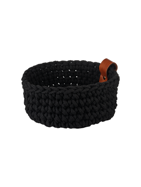 crocheted basket, black, S