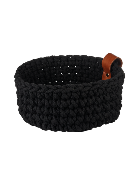 crocheted basket, black, M
