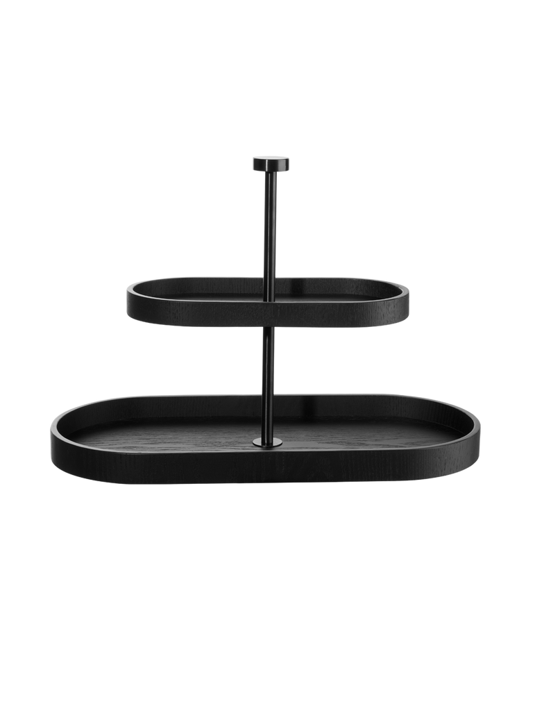 etagere 2-stufig, oval, schwarz