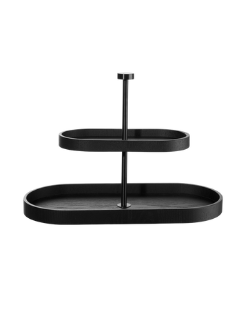 etagere 2-stufig, oval, schwarz