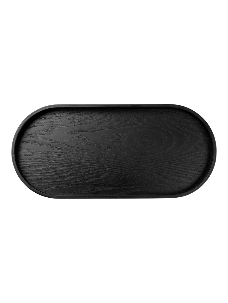 holztablett oval, schwarz