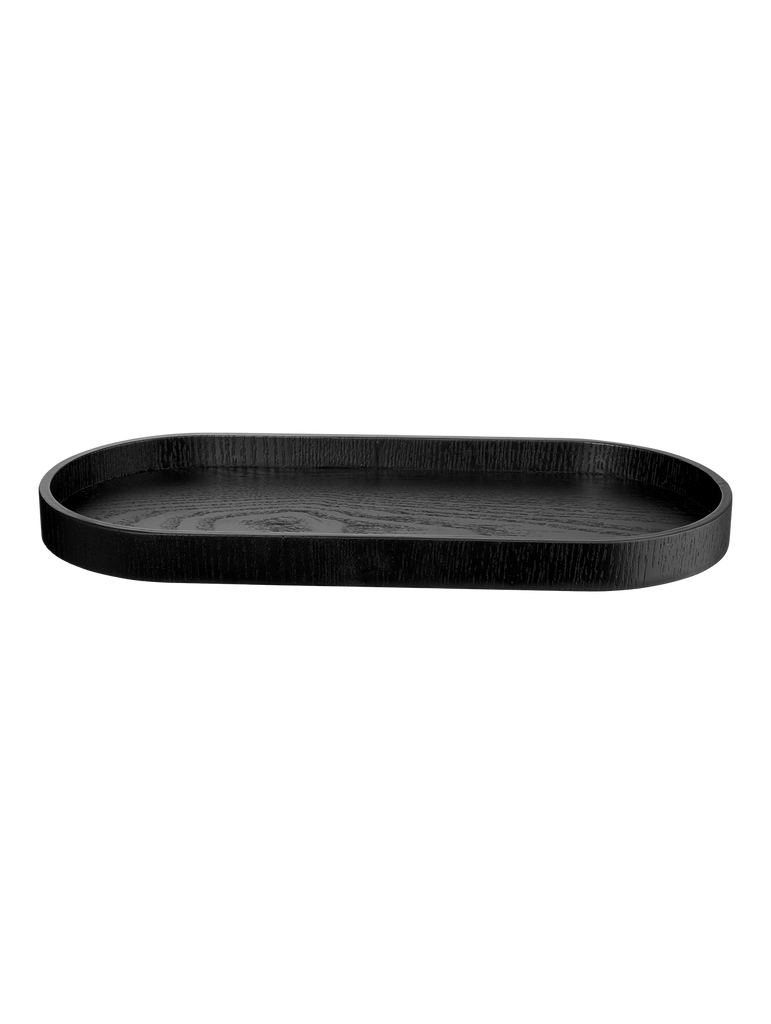 holztablett oval, schwarz