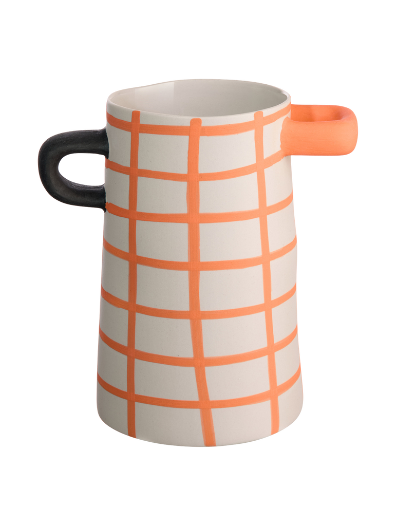 vase, orange kariert