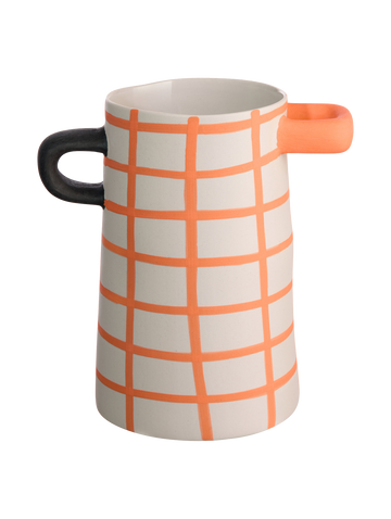 vase, orange kariert