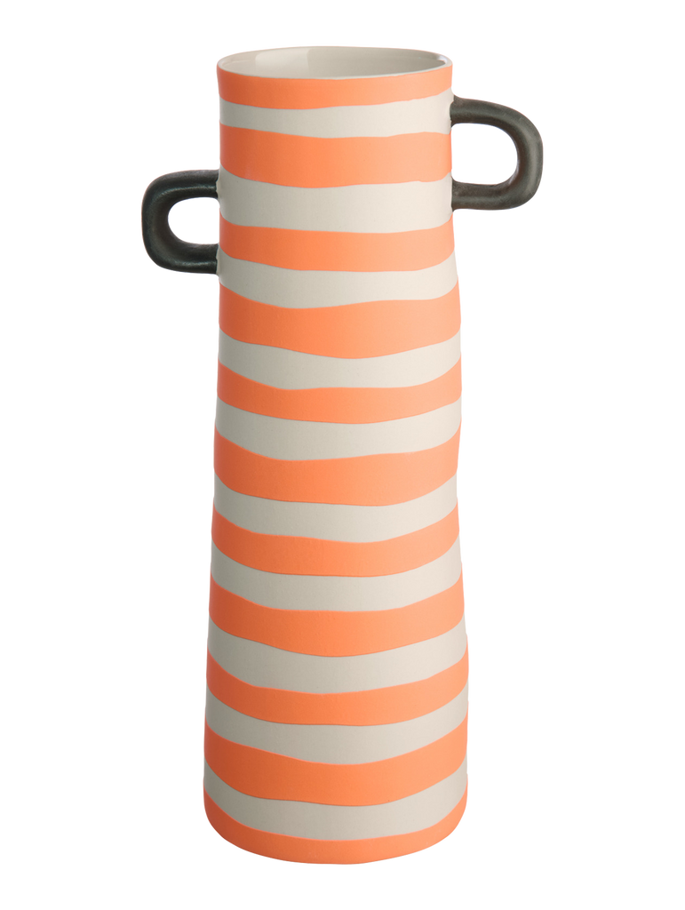 vase, orange gestreift