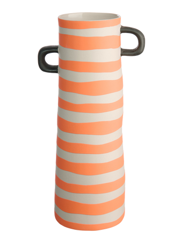 vase, orange gestreift