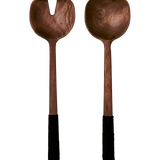 Salad Servers with Black Nylon Handle, Large