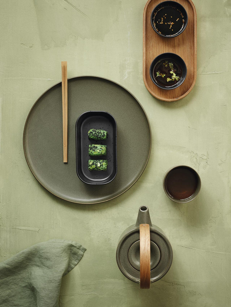 teekanne mit holzgriff, nori