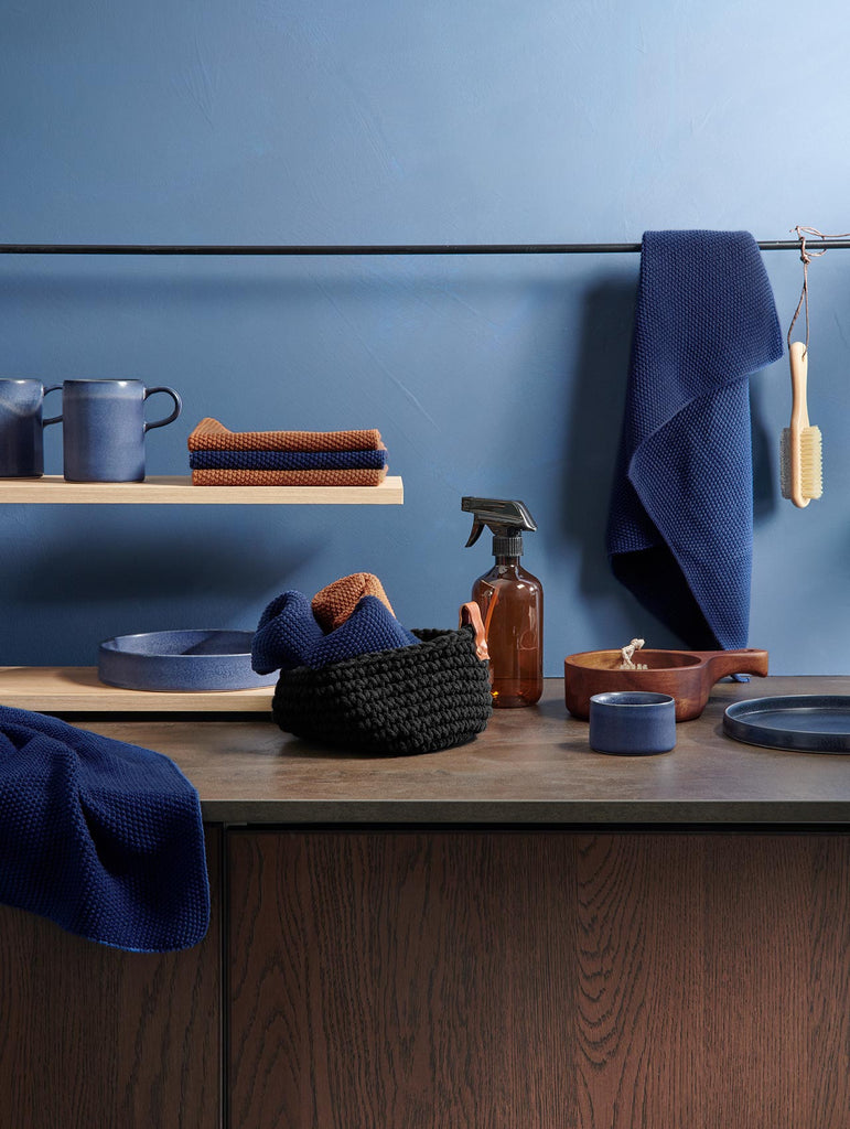 2er set baumwolltuch gestrickt,deep blue