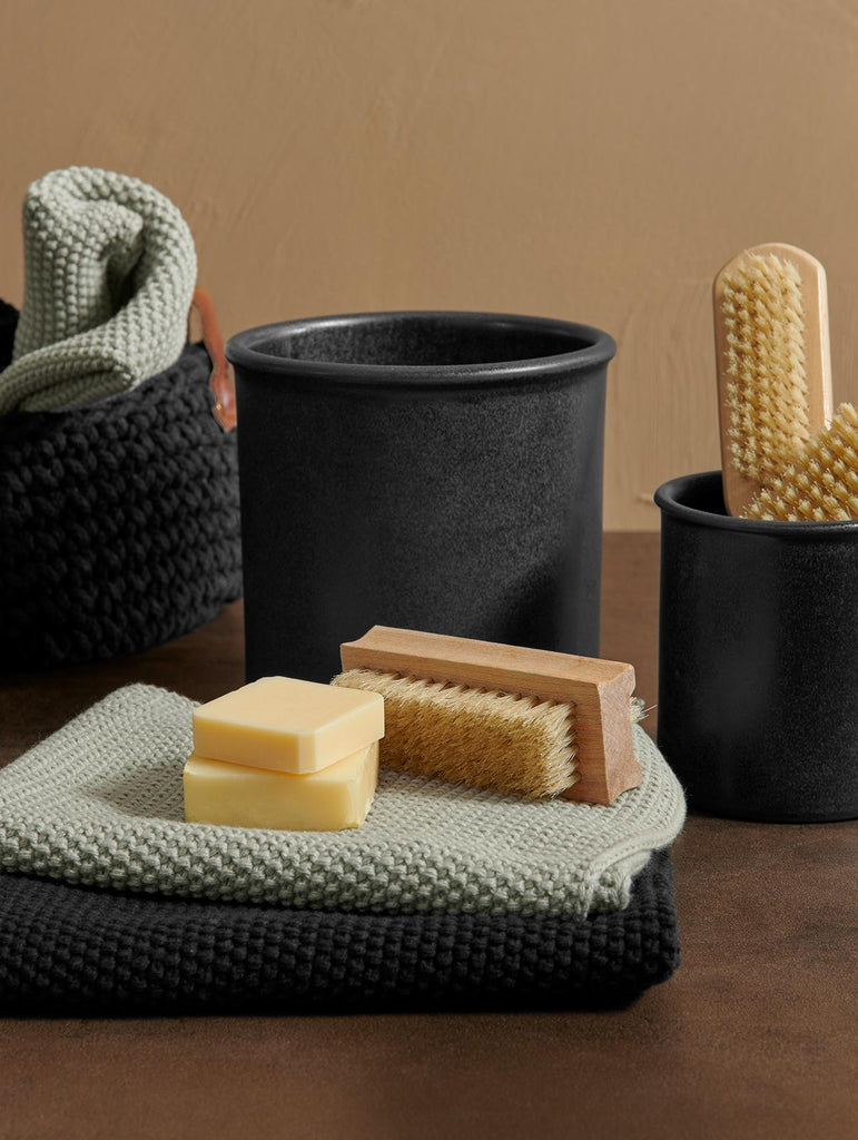 2er set baumwolltuch gestrickt, schwarz