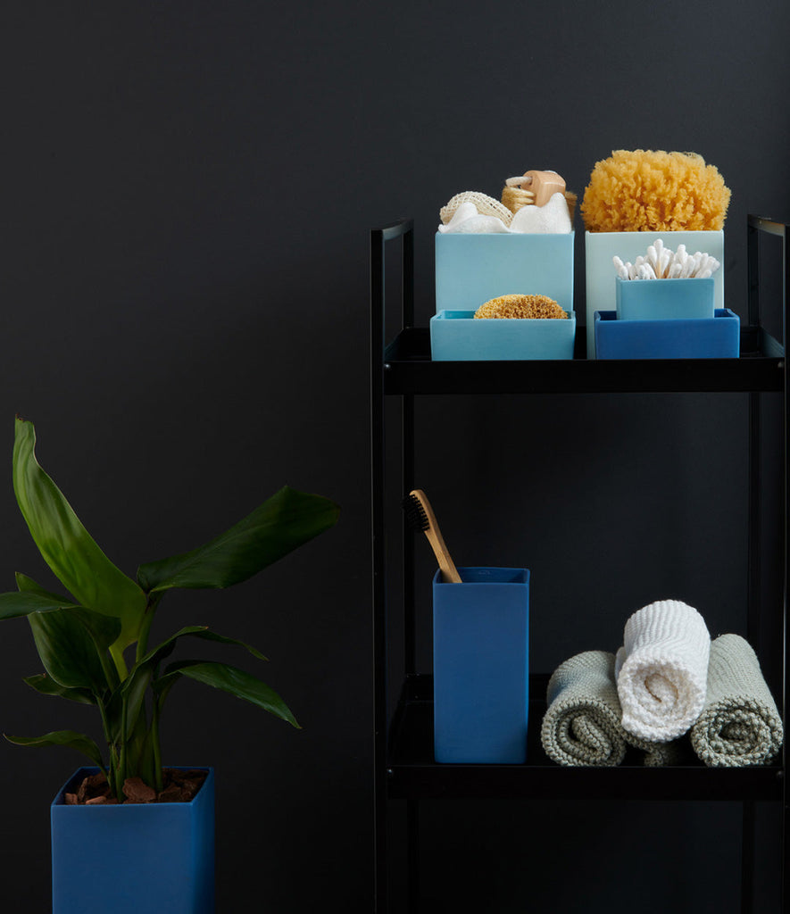 vase, blau