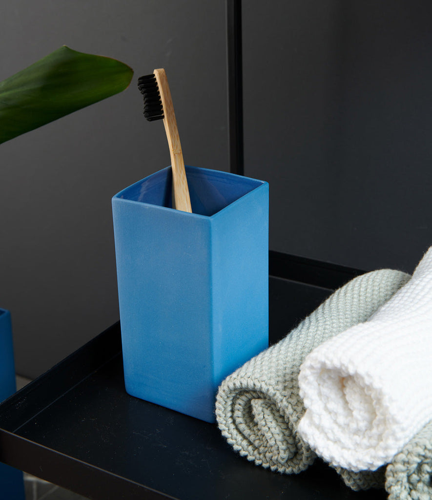 vase, blau