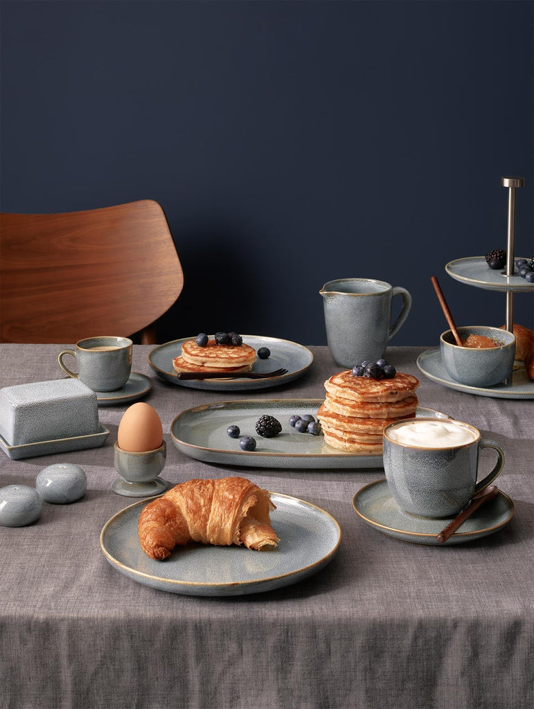 cappuccinotasse mit unterteller, denim