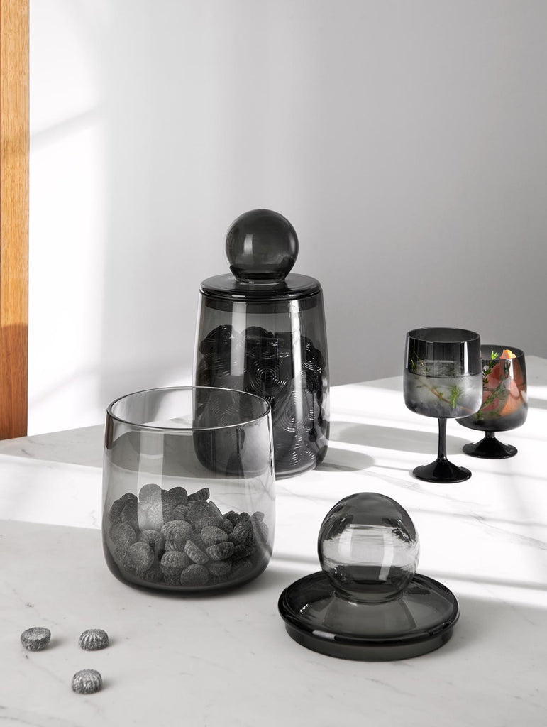 dose mit deckel, grau