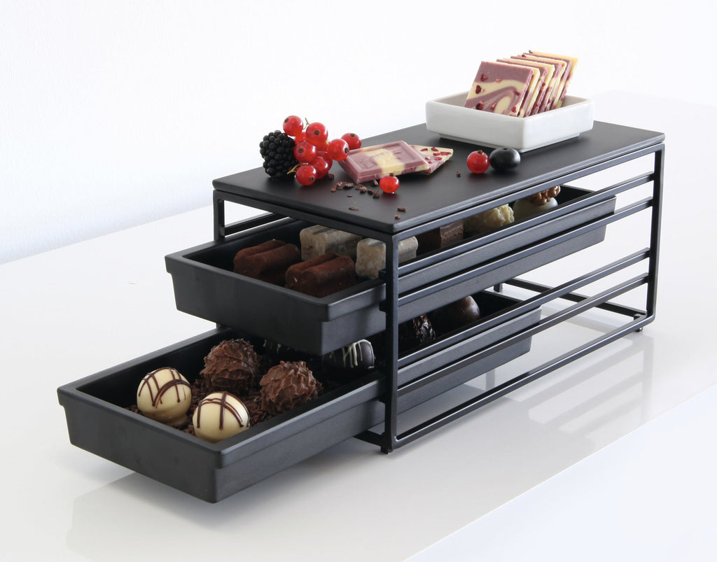 metalldisplay zum herausziehen, rechteckig