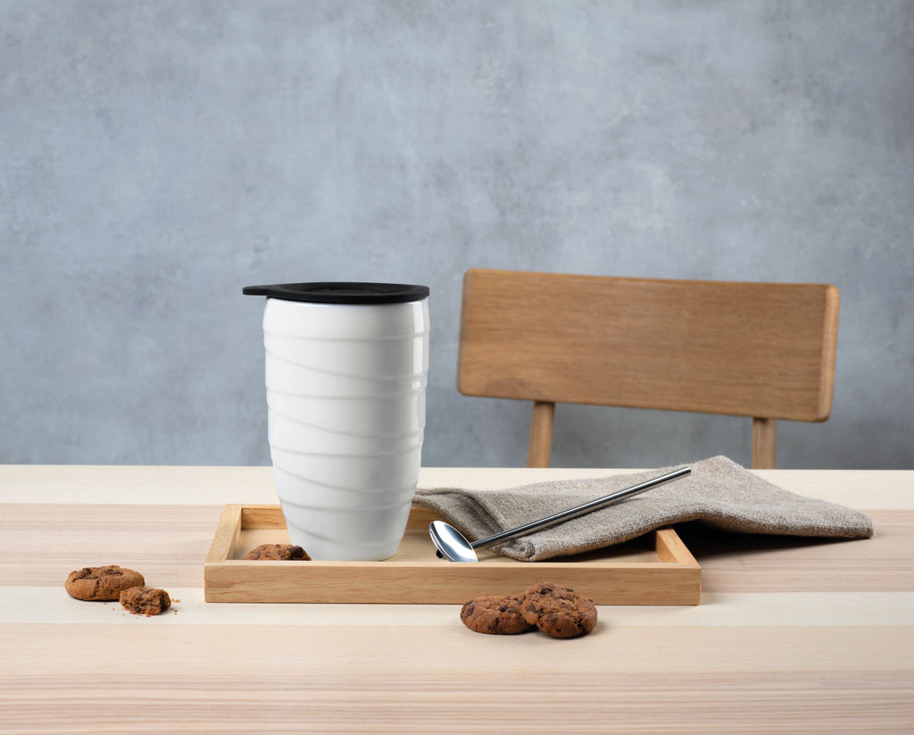 thermobecher twisted, grau