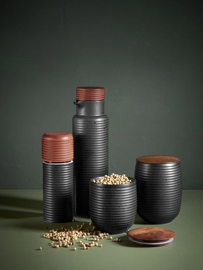 teedose, black mit holzdeckel